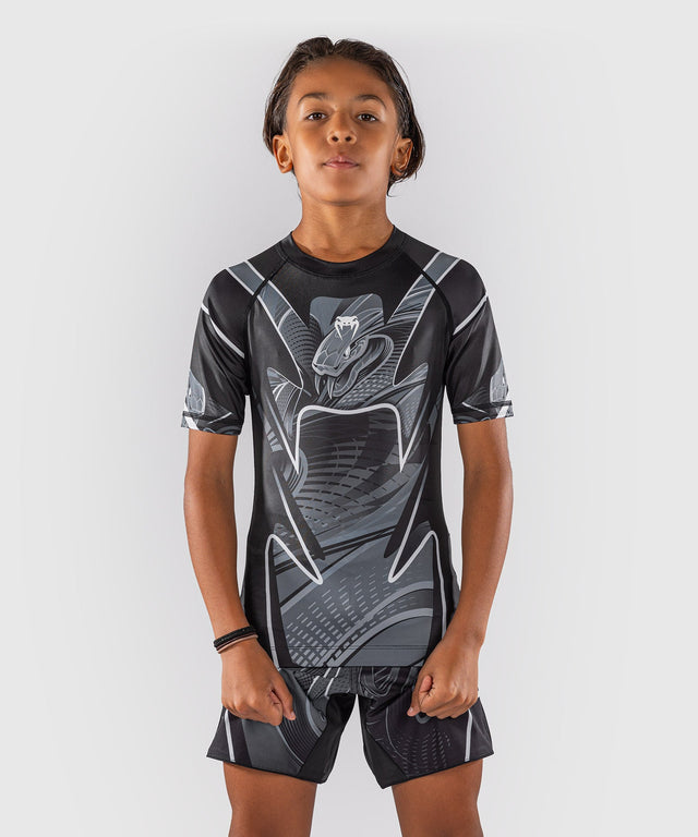 Dětský rashguard Venum Crimson Viper 2.0 – krátké rukávy – Černá/šedá
