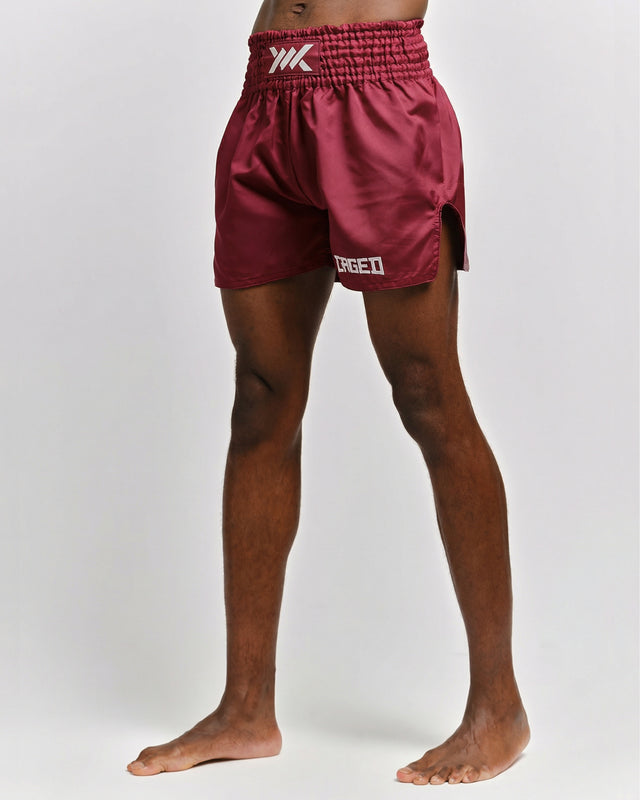 Spodenki Muay Thai Caged Classic – Bordowy/Biały