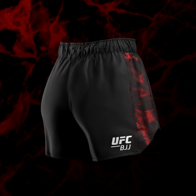 Calções de BJJ Hayabusa x UFC para mulher – Preto/Vermelho