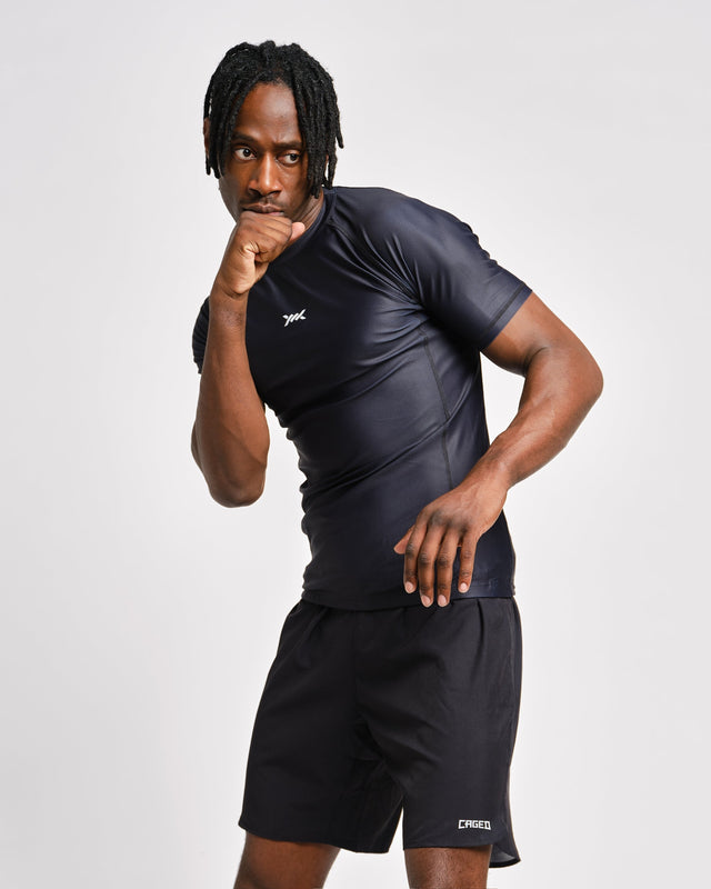 Rashguard Caged Tactical Krátké Rukávy – Černý
