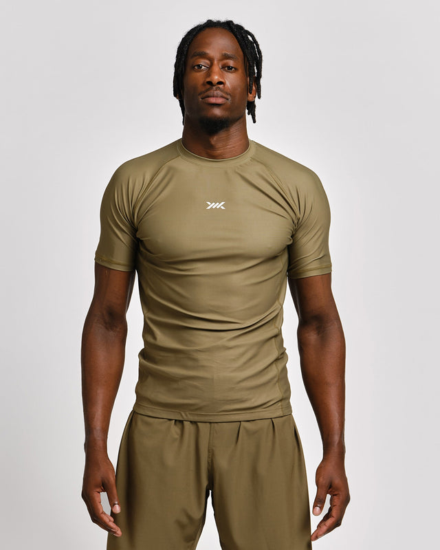 Caged Tactical Rashguard Korta Ärmar – Armygrön
