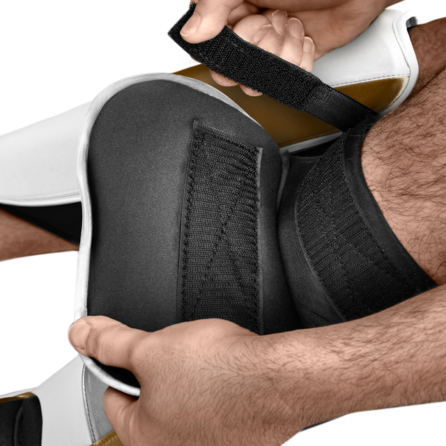 Caneleiras Hayabusa T3 Full – Branco/Ouro