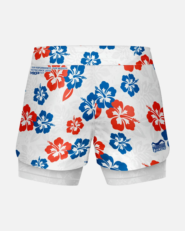 Phantom Athletics MMA Shorts Fusion 2in1 Hawaii - Wit/Blauw/Rood