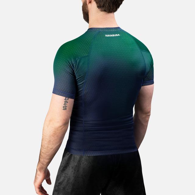 Rashguard Hayabusa Fusion Manches Courtes – Bleu/Vert