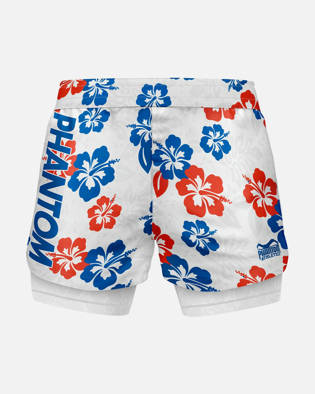 Phantom Athletics MMA Shorts Fusion 2in1 Hawaii - Wit/Blauw/Rood