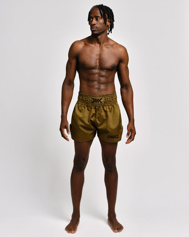 Pantaloncini Muay Thai Caged Classic – Cachi/Nero