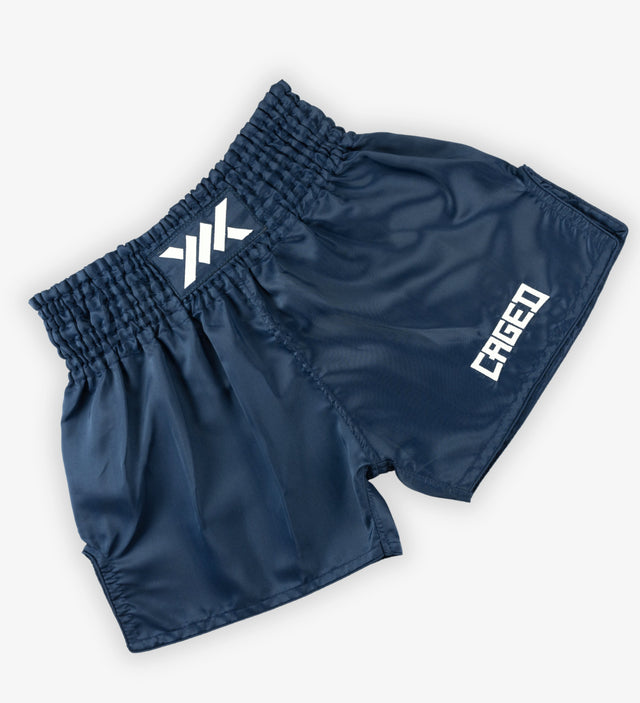 Caged Muay Thai Shorts Classic - Navy Blauw/Wit vrouw
