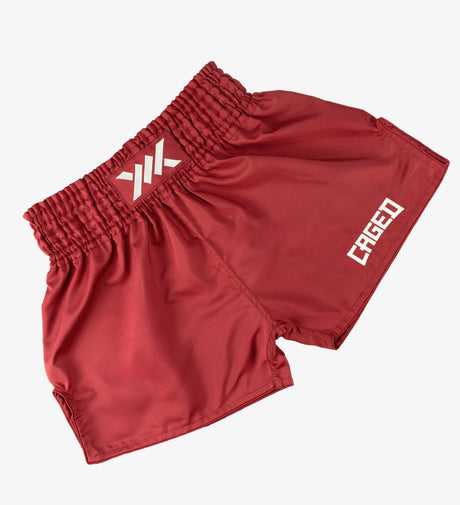 Caged Muay Thai Shorts Classic - Rood/Wit vrouw