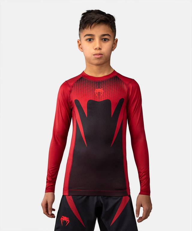Venum Attack Rashguard Langarm Kinder – Schwarz/Rot
