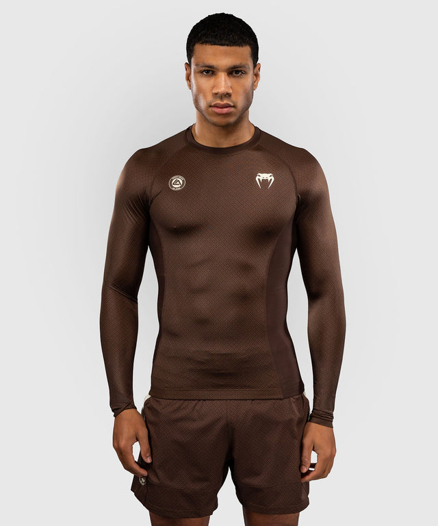 Rashguard Venum x Roger Gracie Academy – Dlouhé rukávy – Tmavě hnědá