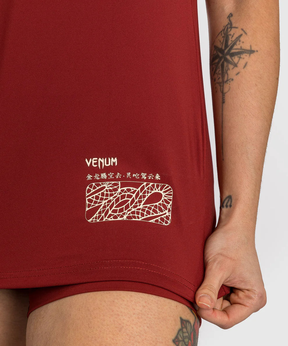 Venum Damen Dry Tech T-Shirt Serpenti – Burgunderrot