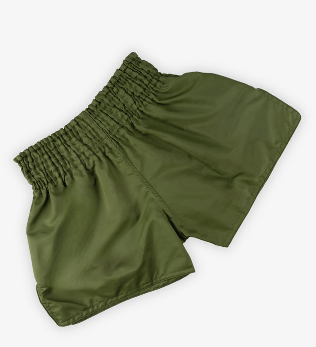 Pantaloncini Muay Thai Caged Classic – Kaki verde/Nero donna