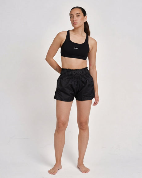 Caged Muay Thai Shorts Classic - Zwart/Zwart vrouw