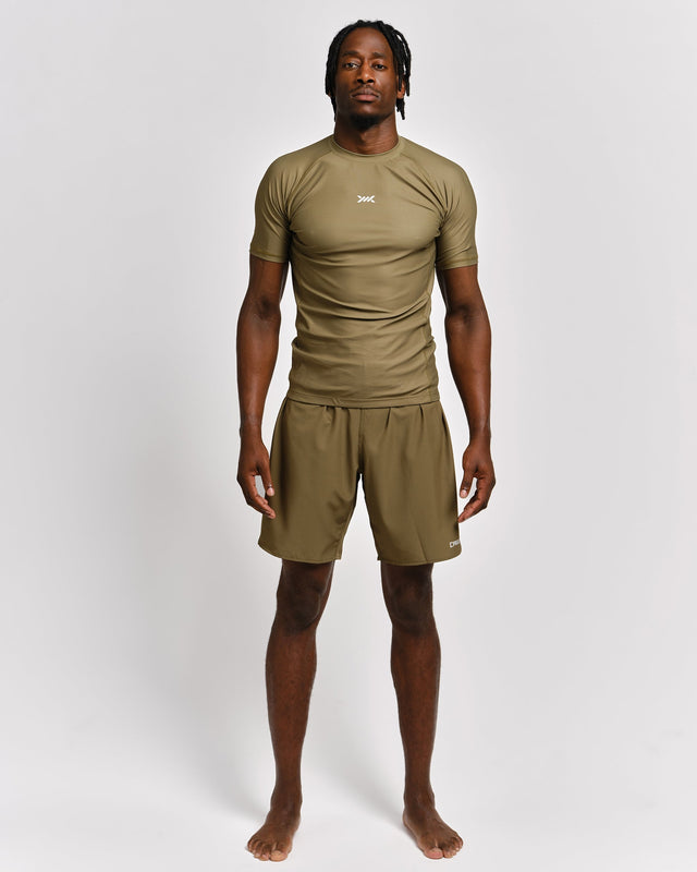 Caged Tactical Rashguard Korta Ärmar – Armygrön