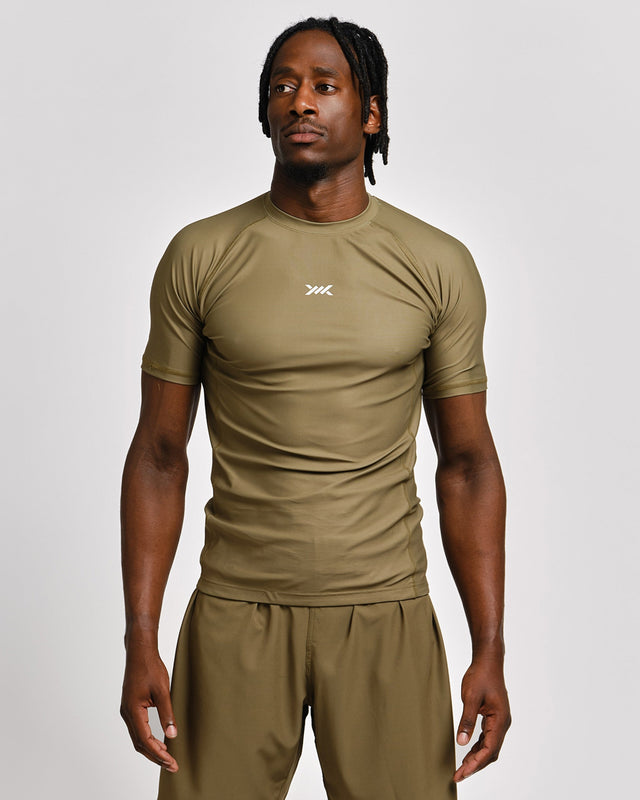 Caged Tactical Rashguard Korta Ärmar – Armygrön