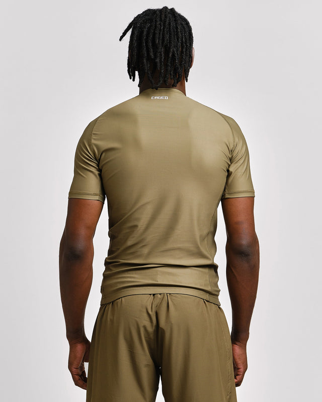 Caged Tactical Rashguard Korta Ärmar – Armygrön