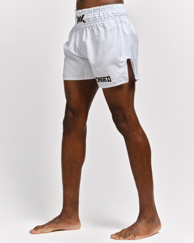 Caged Muay Thai shorts Classic – Hvid/Sort