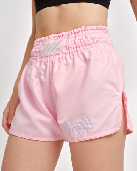 Pantaloni scurți Muay Thai Caged Classic – Roz deschis femei
