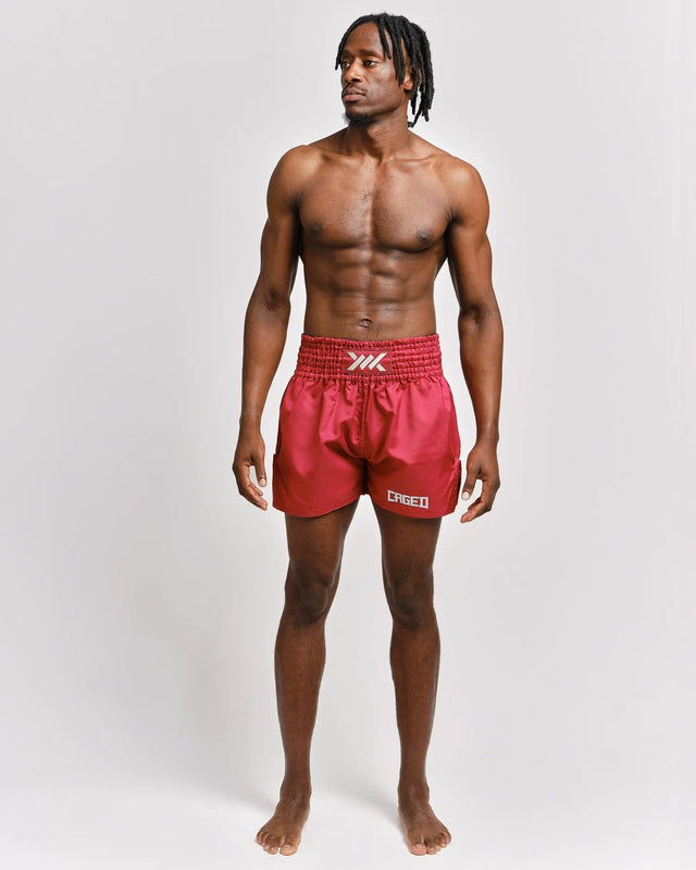 Caged Muay Thai Shorts Classic - Rood/Wit