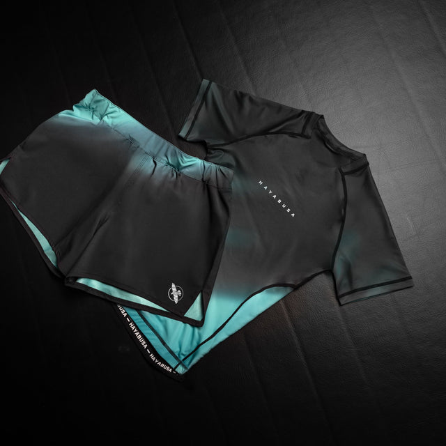 Hayabusa Rashguard Apex Nova Korte Ærmer Kvinder - Blågrøn