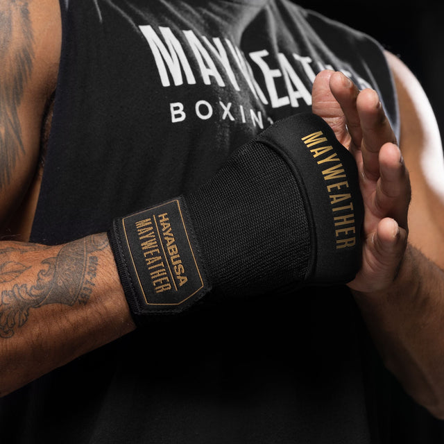 Hayabusa x Mayweather Innerhandskar Deluxe Quick Wraps - Svart/Guld