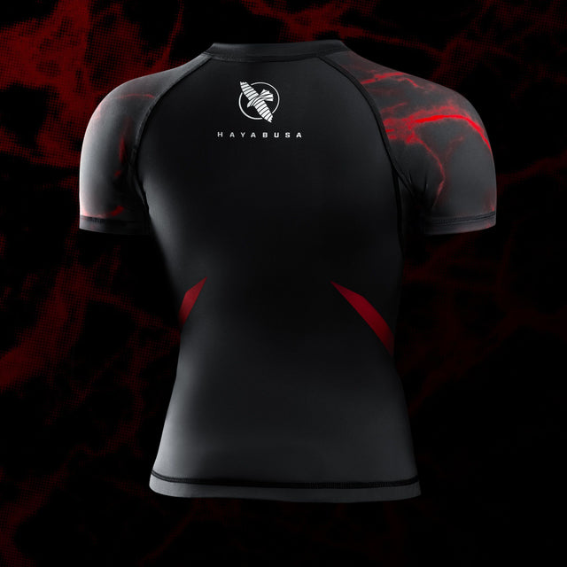 Rashguard Hayabusa x UFC BJJ Mangas Curtas Mulher – Preto/Vermelho