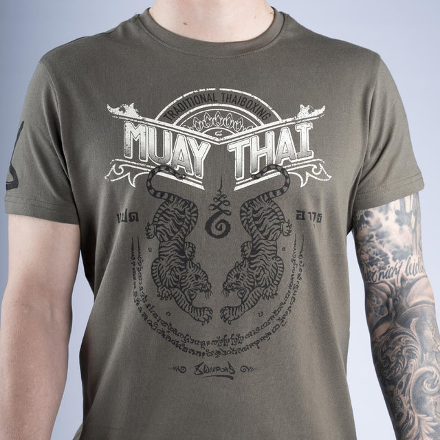 Tricou 8 WEAPONS Sak Yant Tigers – Oliv