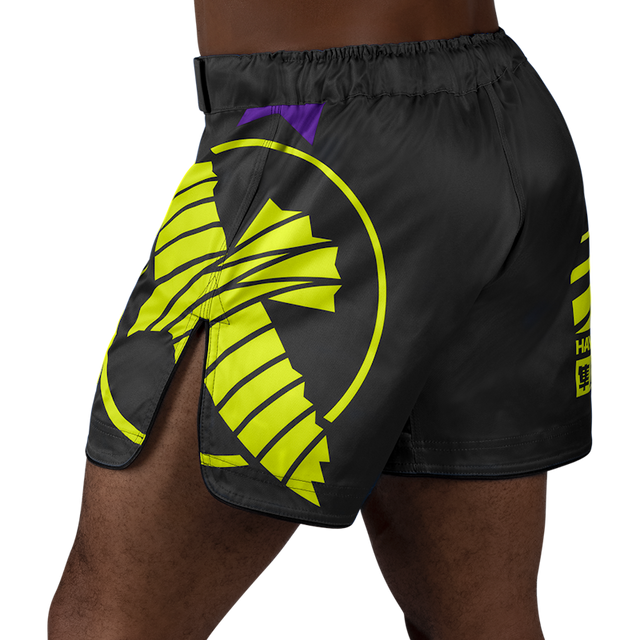 Hayabusa MMA Shorts Icon - Sort/Neon