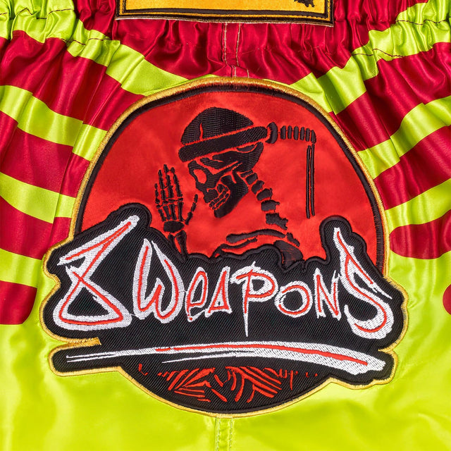 8 WEAPONS Muay Thai shorts Jurassic – Neon grøn/blodrod