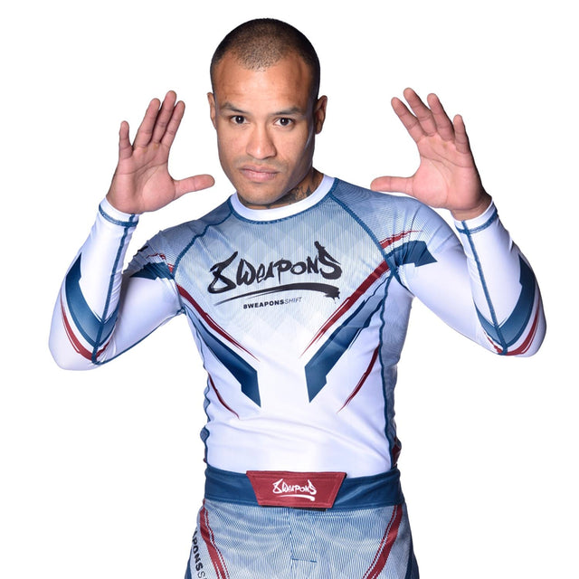 8 WEAPONS Rashguard Shift - Hvid/Navy/Rød