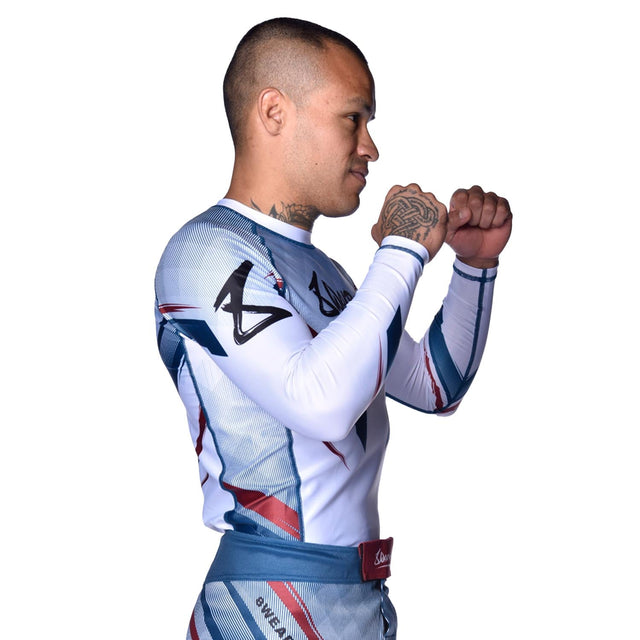 8 WEAPONS Rashguard Shift - Hvid/Navy/Rød