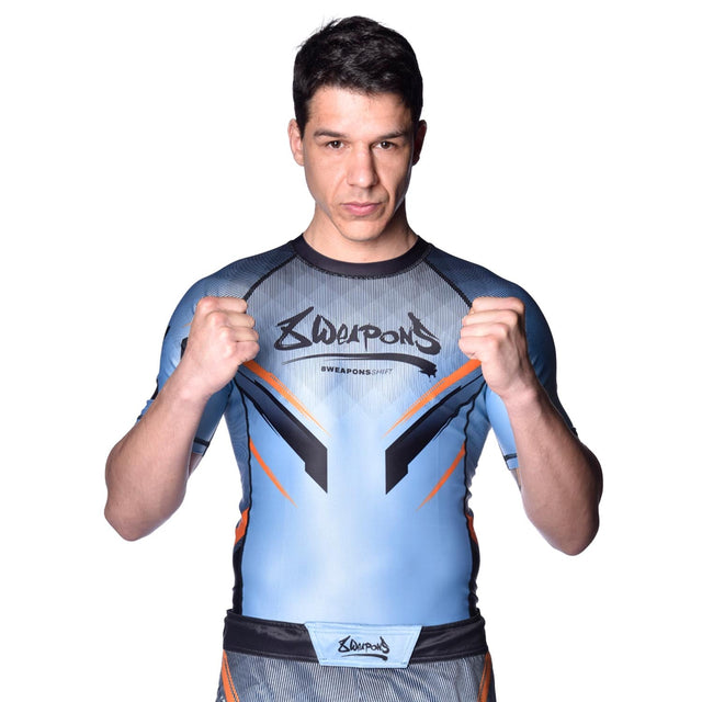 8 WEAPONS Rashguard Shift – Isblå/Orange
