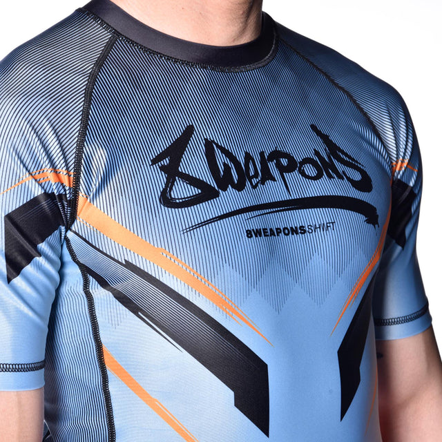 8 WEAPONS Rashguard Shift – Isblå/Orange