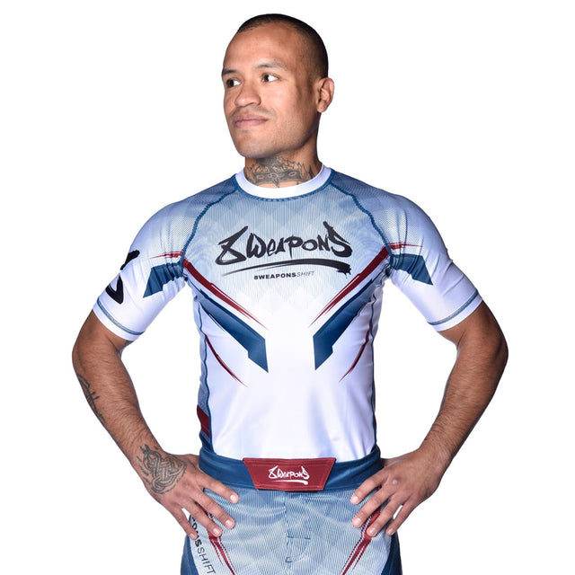 8 WEAPONS Rashguard Shift – Weiß/Navy/Rot