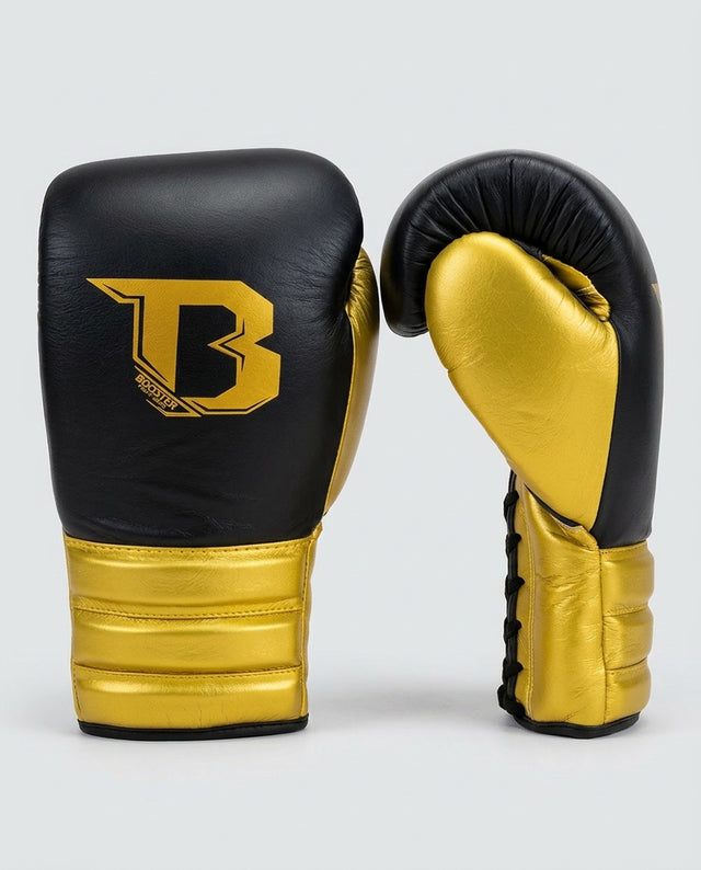 Gants de boxe Booster Rapid Strike à lacets – Noir/Or