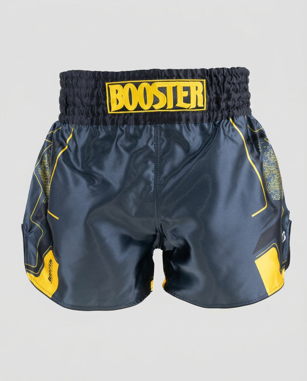 Shorts de Muay Thai Booster BFG Ignite – Bleu marine/Jaune