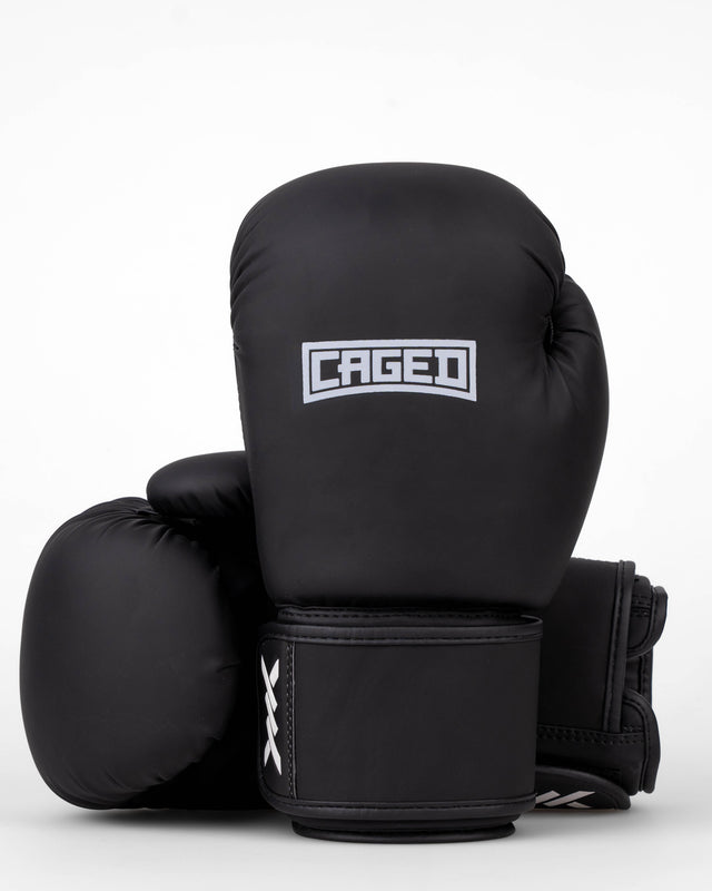 Luvas de boxe Caged Shadow – Preto Mate/Branco