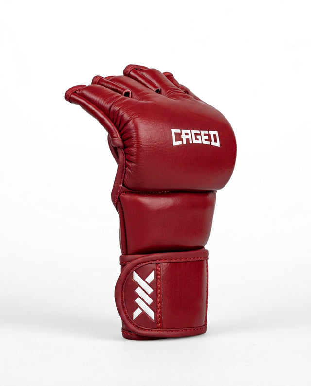 Caged MMA-Handschuhe 'X' Series – Bordeaux Rot/Weiß
