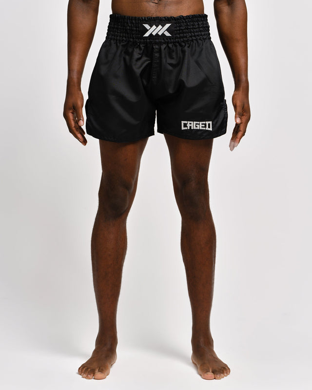 Caged Muay Thai shorts Classic – Sort/Hvid