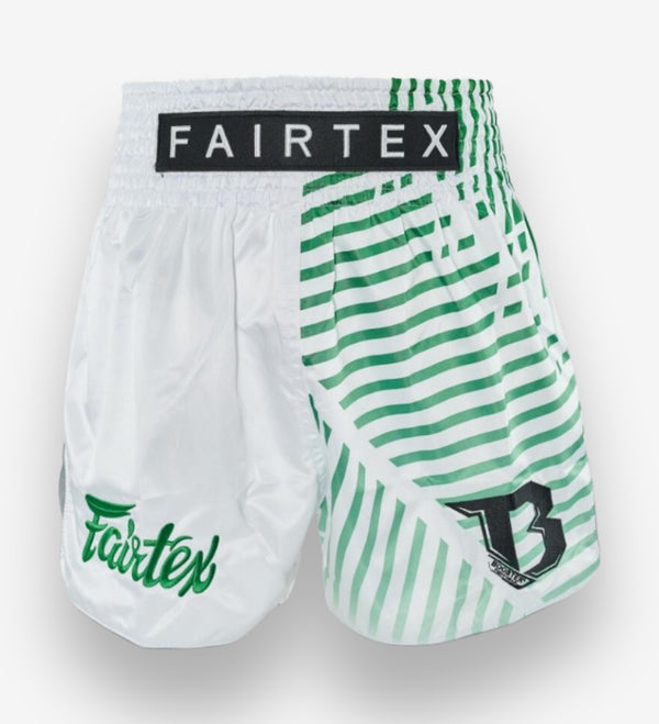 Calções de Muay Thai Fairtex FXB Racer – Branco/Verde