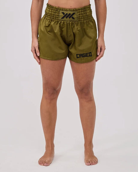 Pantaloni scurți Muay Thai Caged Classic – Verde Ușor