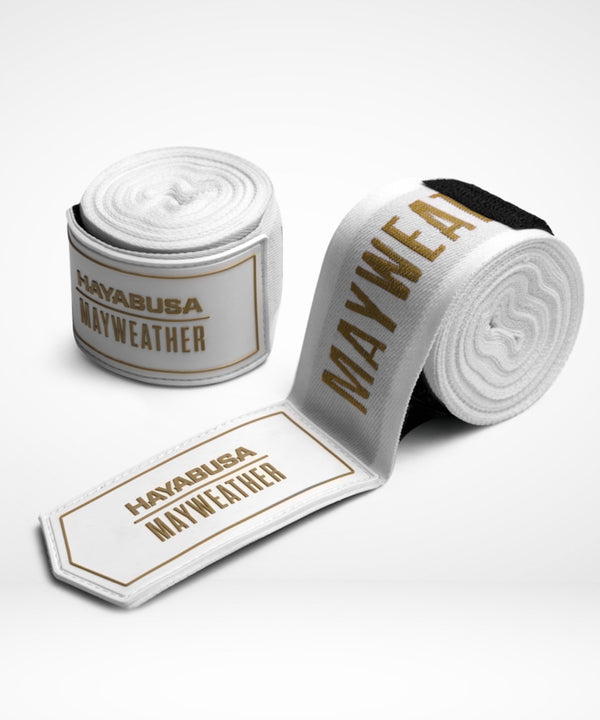 Hayabusa x Mayweather Håndbind Deluxe - Hvid/Guld