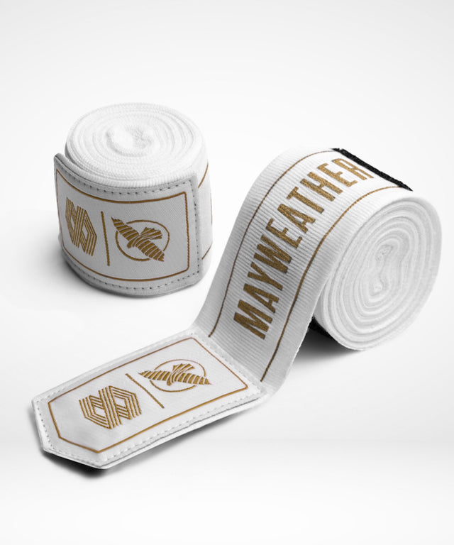 Hayabusa x Mayweather Håndbind Stretch - Hvid/Guld