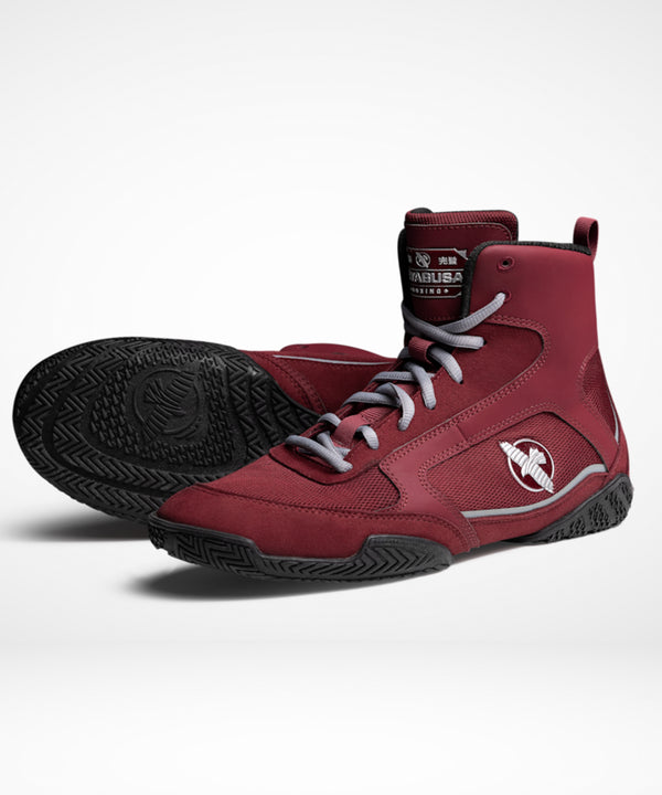 Botas de boxeo Hayabusa Pro – Burdeos/Gris