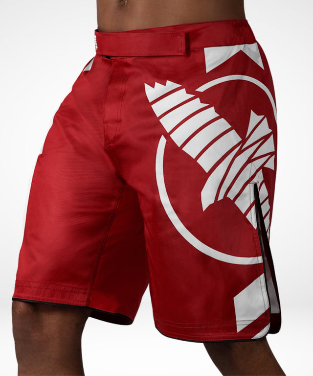 Hayabusa MMA Shorts Icon Lang – Rot/Weiß