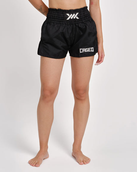 Pantaloni scurți Caged Classic Muay Thai – Negru
