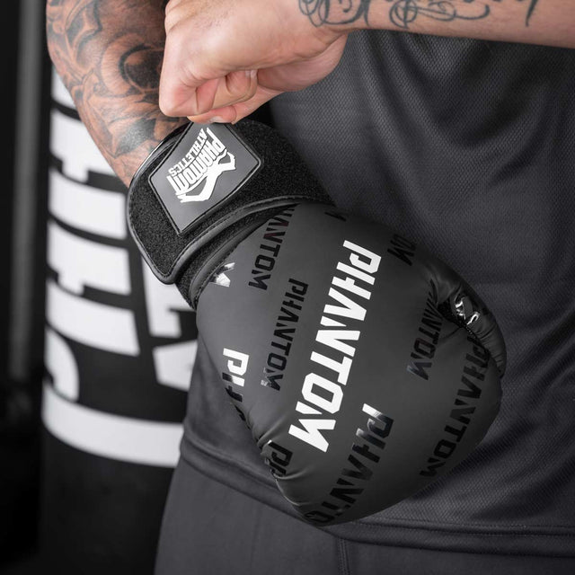 Luvas de boxe Phantom Athletics Velcro – Preto/Branco
