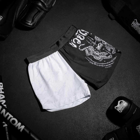 Spodenki Muay Thai Phantom Athletics Fusion – Czarne/Białe