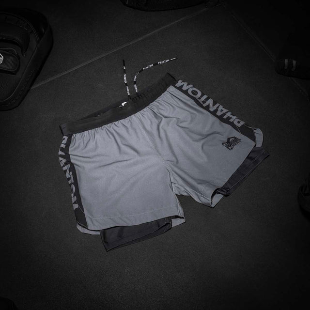 Pantalones de compresión Phantom Athletics Fusion 2in1 Apex – Gris