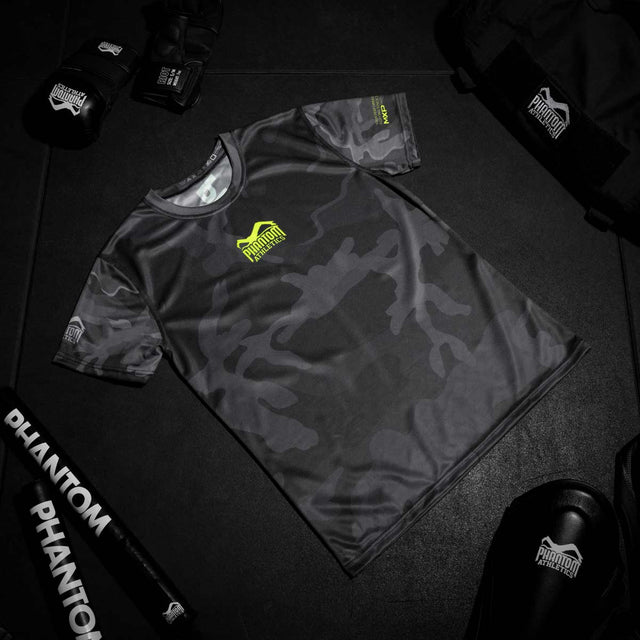 Phantom Athletics Træningsshirt EVO Neon – Sort Camo/Neon
